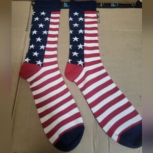 Red White Blue Stars & Stripes Mid-Calf Socks Men OS